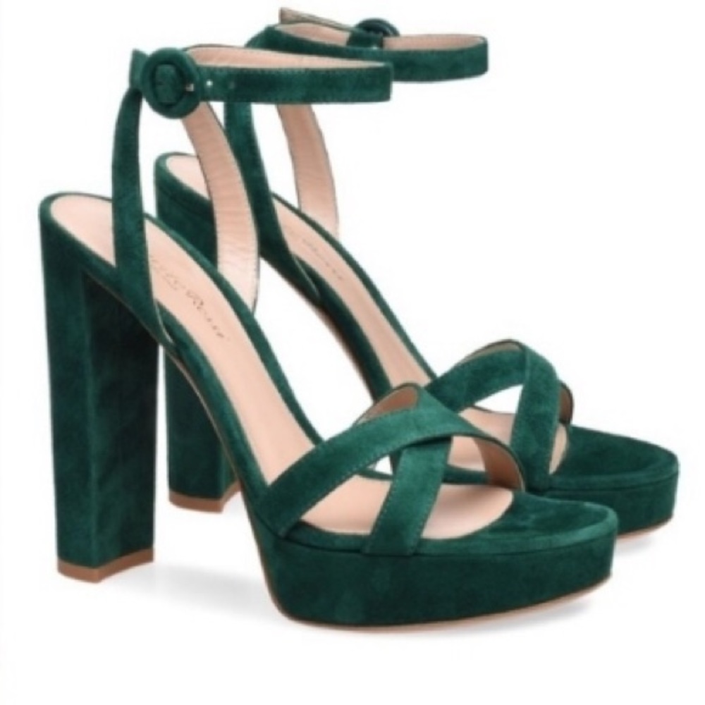BNWT Gianvito Rossi Poppy 100 Emerald suede sz 37